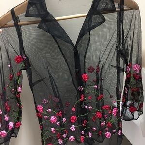 Sheer black button down shirt